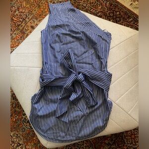 Stella McCartney Blue Stripe One Shoulder Top